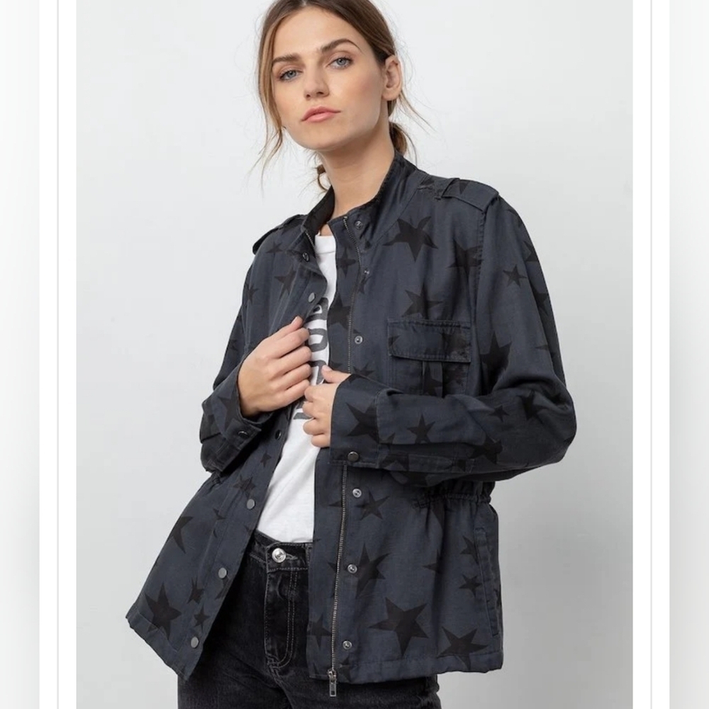 Rails Trey Jacket Charcoal Oversized Star Print Utility Shacket Women’s Small